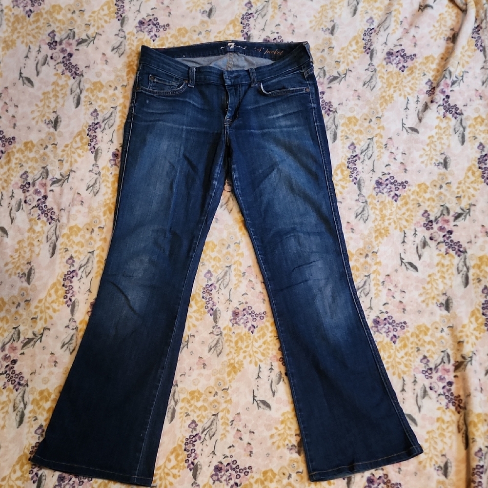 7 For All Mankind Dark Blue Flare Jeans